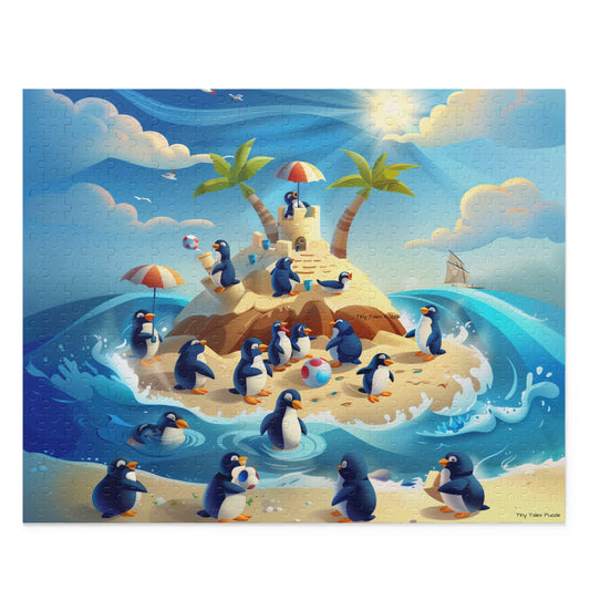 Penguins On Vacation Puzzle (120, 252, 500-Piece)