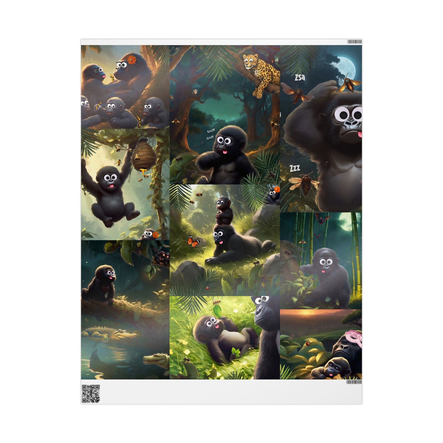 Georgie's Night Adventure Wrapping Paper - Gorilla Themed