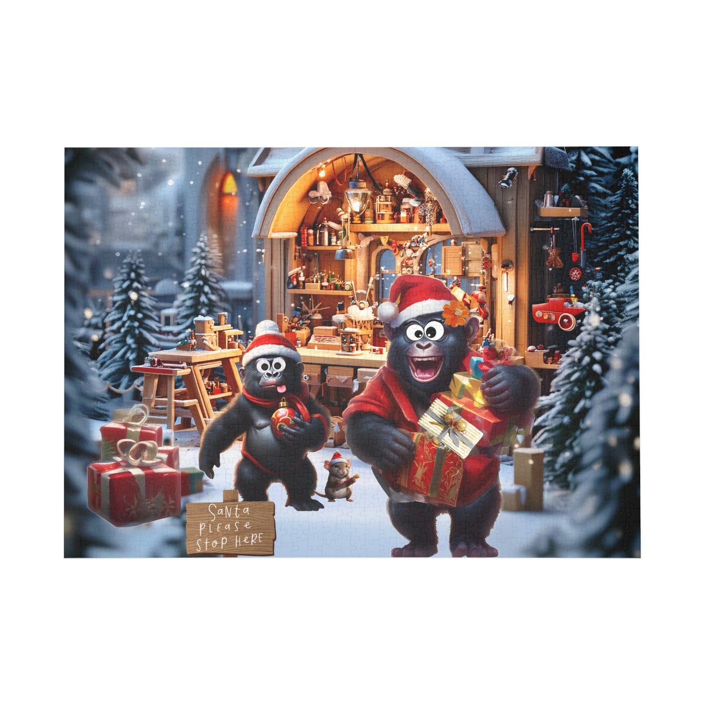 Georgie And Mama Help Santa Puzzle  - Christmas Holiday Fun (96-1000 Pieces)